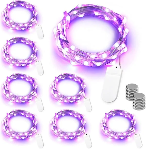 Autumn Decoration Lights, 12/8-pack 2m 20 LED Autumn Fairy Lights Halloween Indoor Flashing Starry Lights Battery Micro Silver Wire Firefly Lights