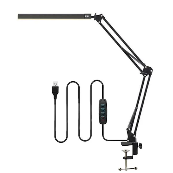 LED Skrivbordslampa med Klämma - LED Skrivbordslampa för Kontor - 3 Färglägen X 10 Ljusstyrkenivåer - Minnesfunktion