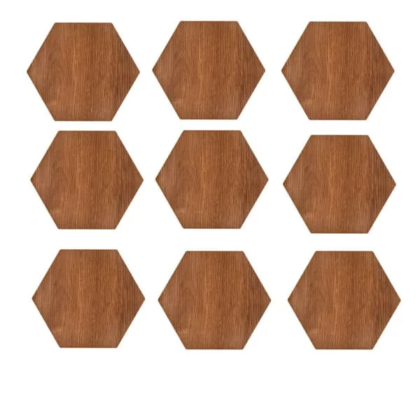 Hexagon väggdekaler självhäftande träimitation för väggar och golv – PVC ekmönster, 20-pack, fästs utan lim och lätt att rengöra
