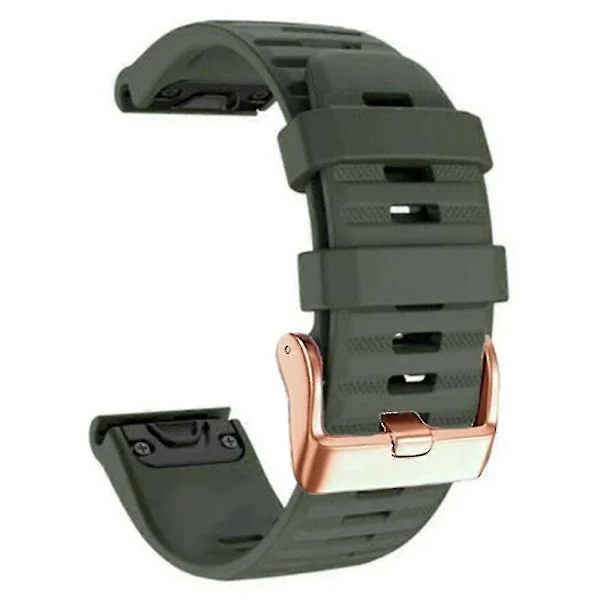 【DT】Klokkerem til Garmin Fenix 7s / 6s Pro / 5s Plus / Instinct 2s, Horisontale Striper Silikon 20mm Armbånd med Rosegullfarget Spenne