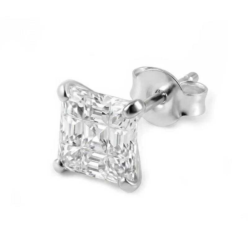 Square 6mm Bling Stud Earring for Men - Stud earrings