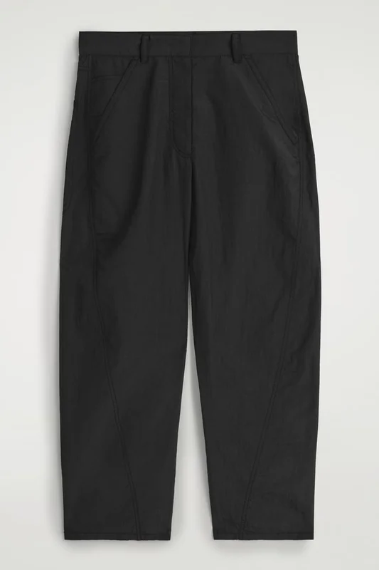COS Women's Barrel Leg Trousers in Black