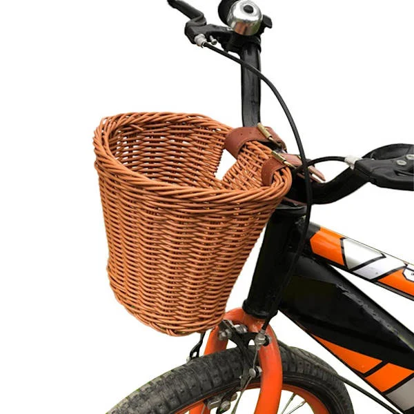 Børnecykelkurv, Kids Forhjulskurv, Plastik Rattan Kurv til Cargo Kurv Opbevaring til Cykel