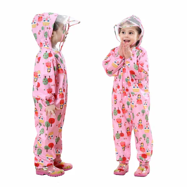Regnrock Barn Kapuschong Regn Pöl Set Regn Poncho Regnrock Overall En Delig Lätt Bärbar Vattentät Regnrock Jacka S(S)
