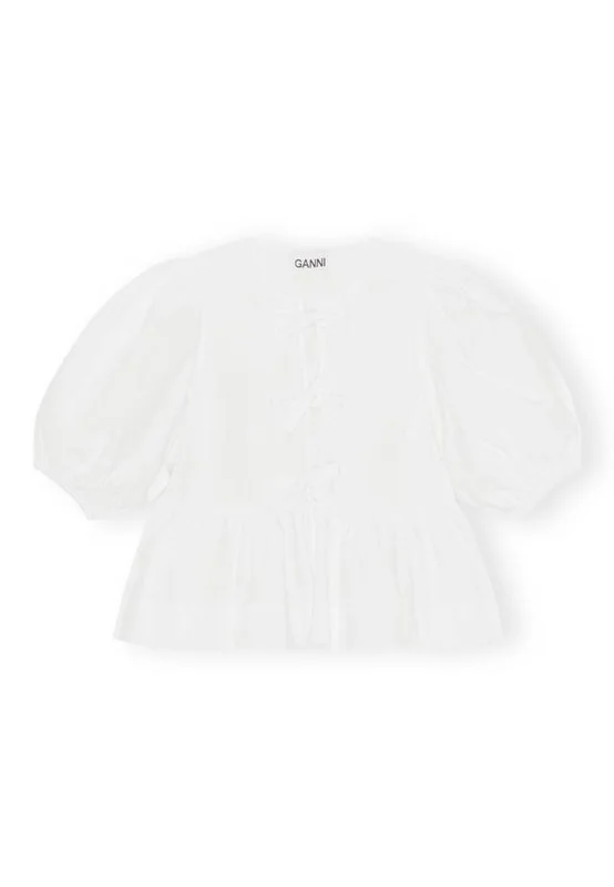 GANNI Bomull Poplin Peplum Blouse Blusar Dam Vit 42