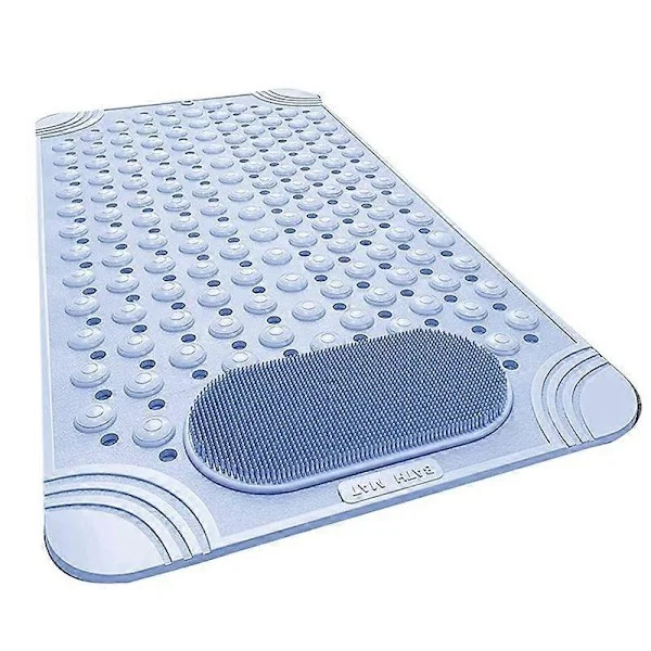 Bathtub Mat Non-Slip Rubber Shower Mat with Drain Holes Suction Cups, Quick Drainage, Foot Massage, Bath
