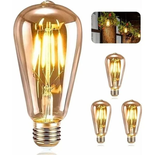 1 pc 4W Edison LED Bulb E27 ST64 (=40W Decorative Incandescent Bulbs), 470Lm Warm White 2700K, Vintage Lamp Retro Bu - Perfet
