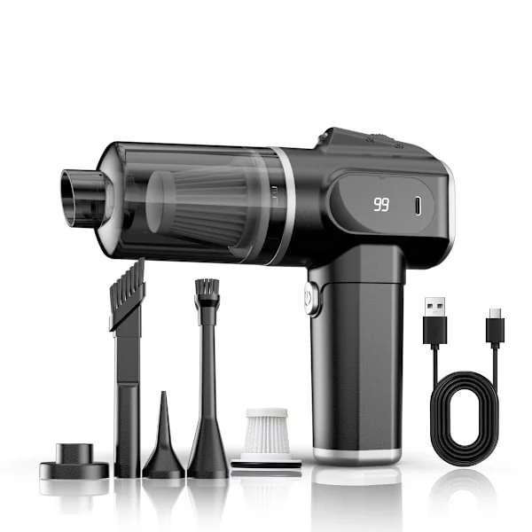 Portable Car Vacuum Cleaner - Powerful Suction, Cordless Silver