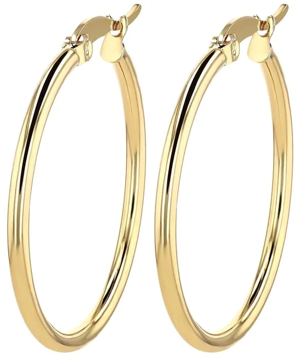 Klassiska Runda Hoop / Creoler Guld Örhängen i Rostfritt Stål - 2,9 cm