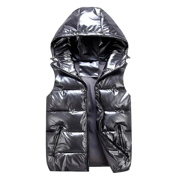Sliktaa Unisex Blank Vanntett Ermeløs Jakke Lettvekts Dunvest Grå Grey L