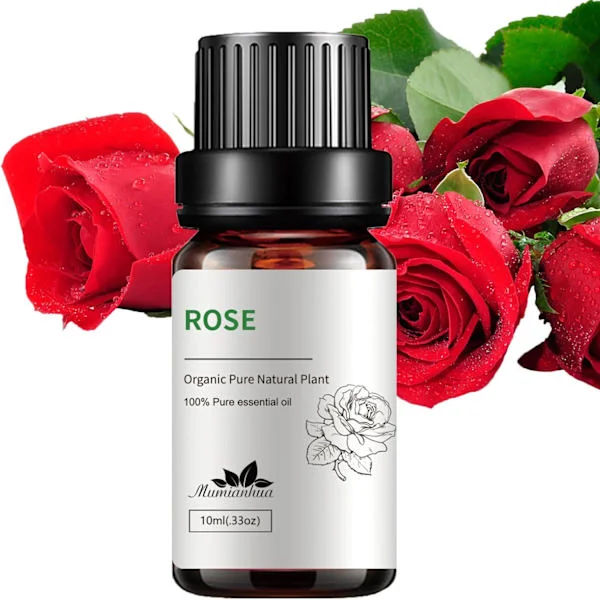 Rose æterisk olie, 100% ren og naturlig – rosenolie til aromaterapi diffuser, hud- og hårpleje, parfume, stearinlys- og sæbefremstilling, 