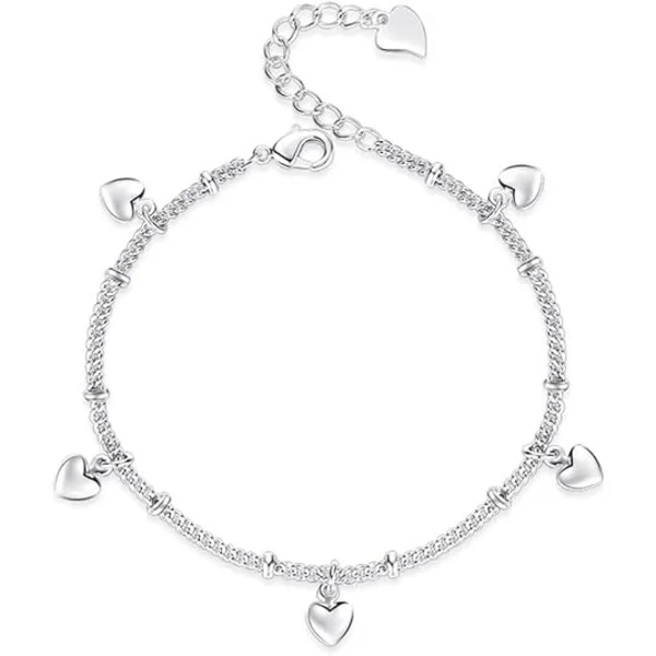 925 Sterling Sølv Armbånd til Kvinder Teenagere, Love Heart Charm Kæde Armbånd Armbånd Mode Smykker Gaver