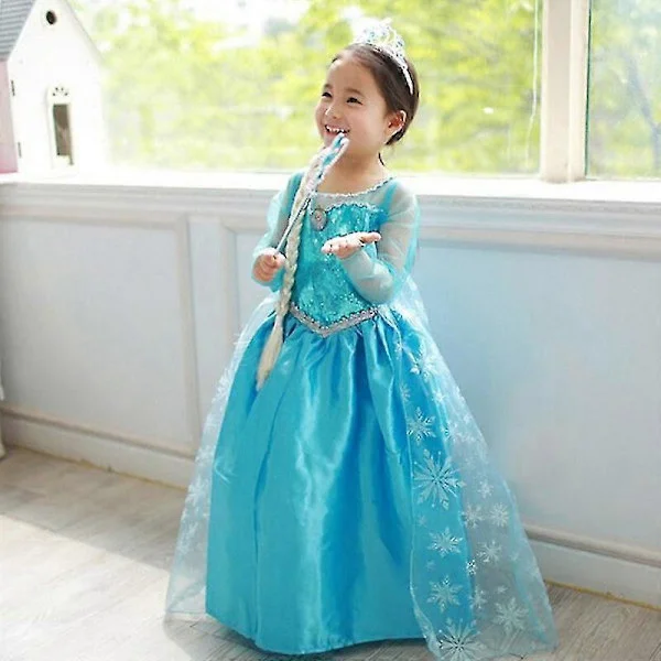 Frossen Elsa Cosplay Kjole 3-8 År Jenter Festkjoler Kostyme Julebord Maskerade Kjole