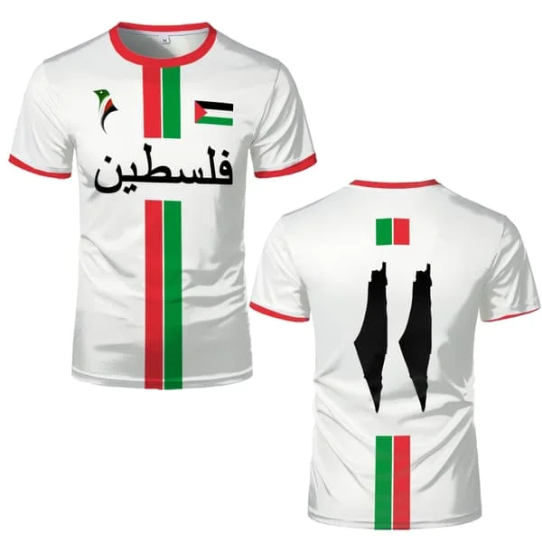 Palestiina Jalkapallo T-paidat Kesämuoti Lyhythihainen Palestiinan lippu 3D-painetut T-paidat Rento O-kaula-aukko Löysät Miesten paidat T-paidat