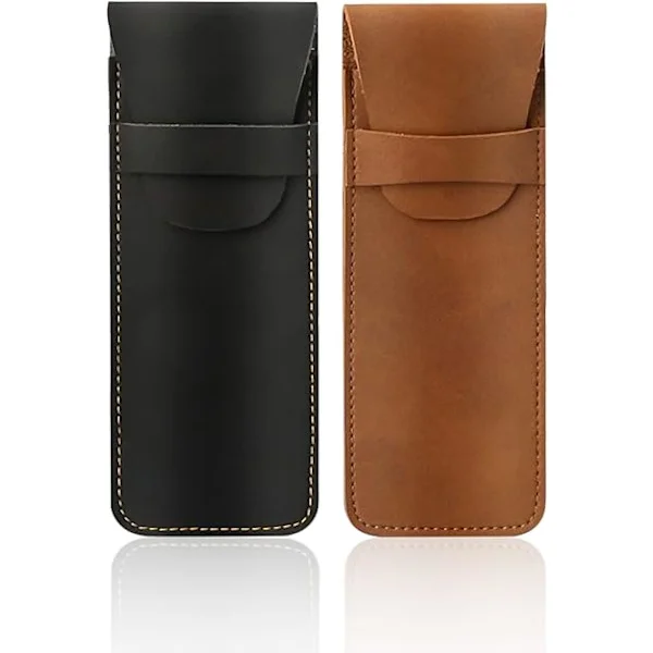 2 stk. PU læder penalhus, pen etui, kuglepen (sort og brun), sort, brun, dokumentmappe