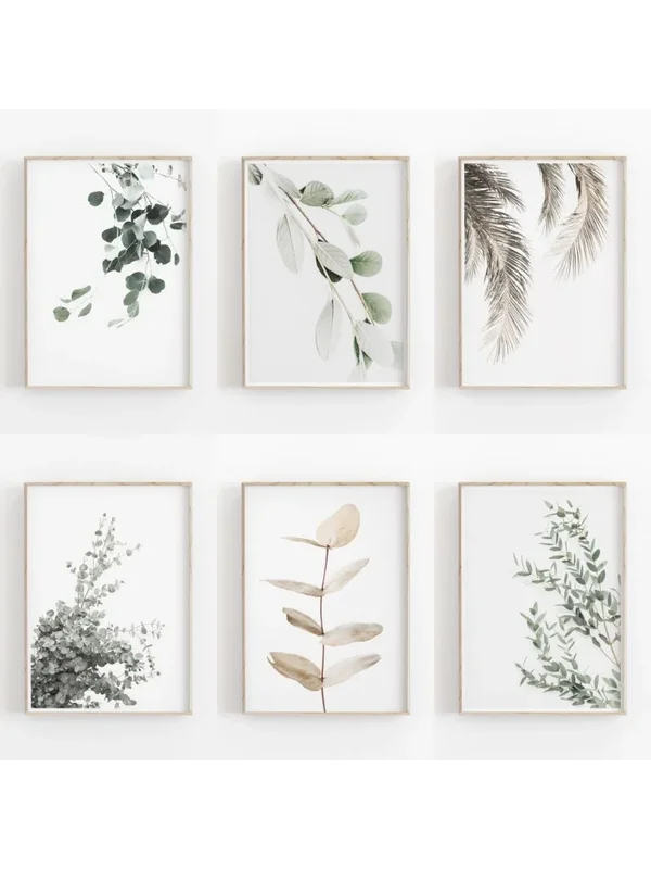 AliExpress - Affiche botanique nordique minimaliste, peinture sur toile, feuilles d'eucalyptus, plante d'art, décor mural imprimable