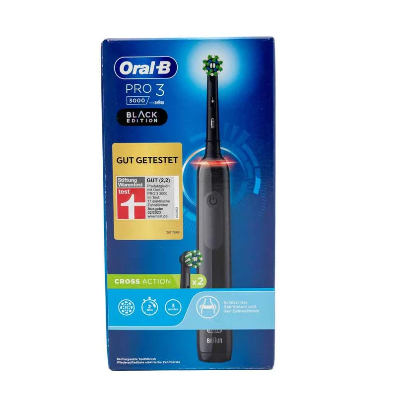 Braun Oral-B PRO 3 3000 med 2 CrossAction påsettbare børster, svart