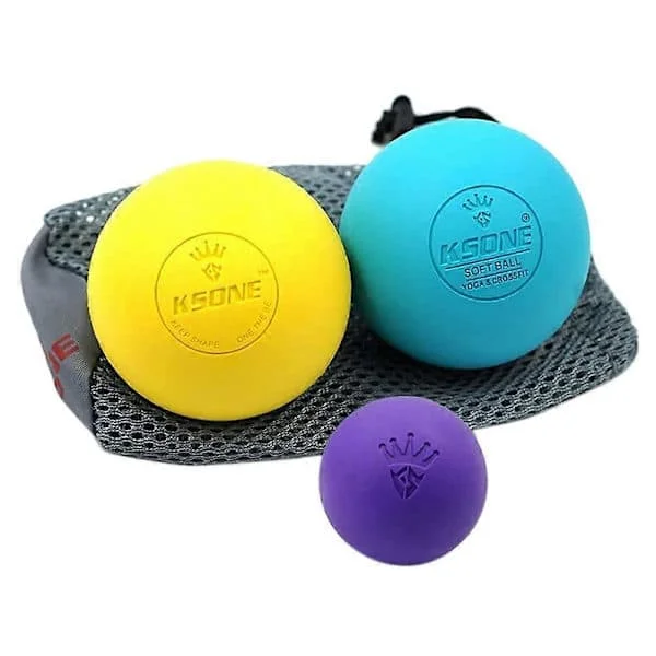 KSONE Lacrosse Massage Ball Set - Muscle Massager Roller - Deep Tissue Balls - Hard and Soft Massage Ball with Mini Ball [D]