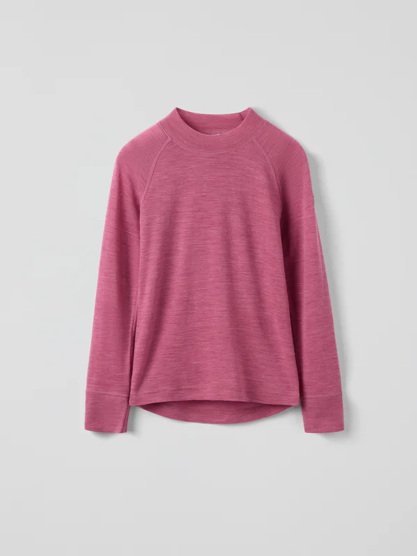 Polarn O. Pyret - Long-sleeve base layer top merino wool - pink - Storlek: 74 - 80 - Children's clothing 6-12 Months