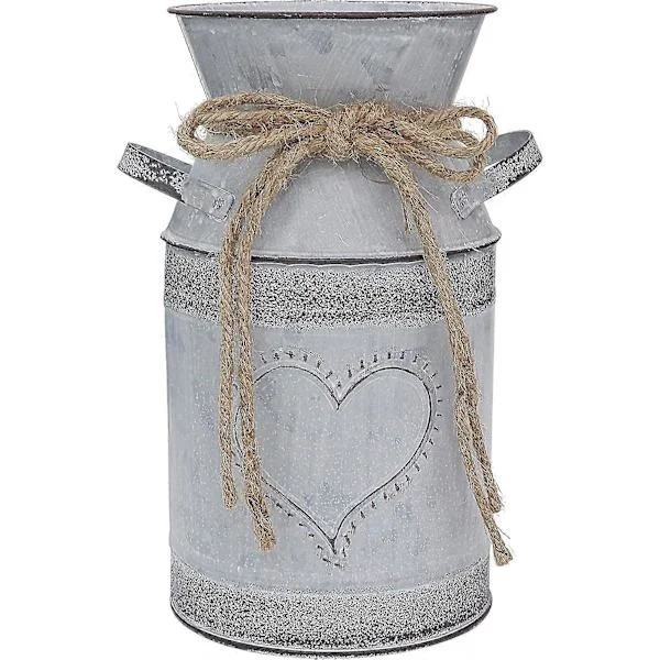 1 kpl Metallinen maljakko Shabby Chic Kukka Rustiikkinen Kan Maljakko Vintage Harmaa Maljakko Kukille Sydämenmuotoisella Muotoilulla Kukka-astia