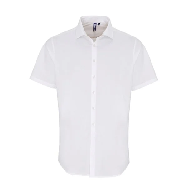 Premier Mens Poplin Stretch Short-Sleeved Shirt M White