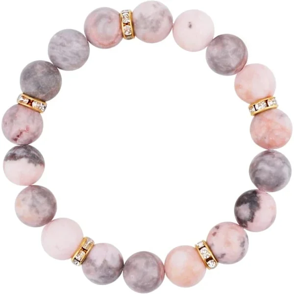PC angstlindrende armbånd, rosa sebrastripete perler elastisk håndlaget armbånd beroligende armbånd rosa helbredende armbånd