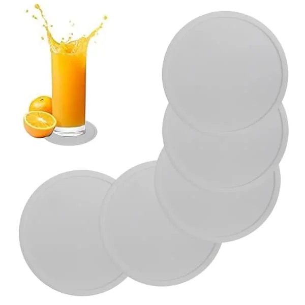Coasters for all tables, glass, soapstone, sandstone, marble - perfect soft coasters for all drinking glasses, (white)