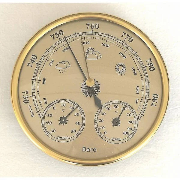 Barometer, väderstation med barometer och hygrometertermometer, 3-i-1 väggmonterad analog väderstation för inomhusbruk