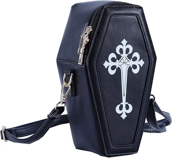 Gotisk PU Läder Väska Dam Crossbody Väska Kistformad Väska Mobiltelefon Plånbok Liten Axelväska Lämplig för Halloween Rollspel
