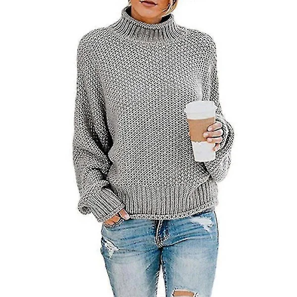 [RM] Dame strikket sweater langærmet afslappet oversize grå