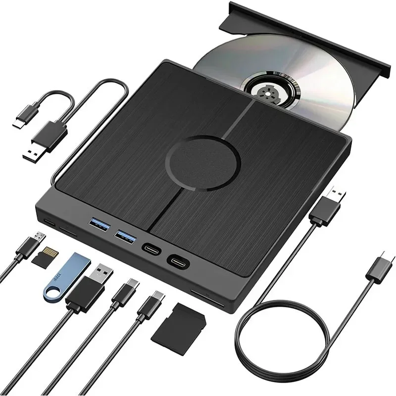AliExpress - 7-in-1 USB 3,0 Typ C externe CD DVD RW optisches Laufwerk DVD-Player Brenner Reader Multifunktion laufwerk für Windows Mac PC Laptop