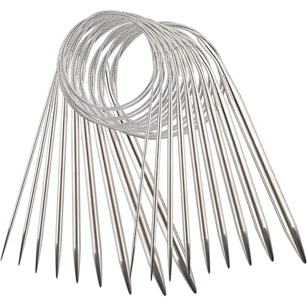 Runde strikkepinde i rustfrit stål, strikkepinde til trøjer 80 cm dobbeltsidede garnnåle med metaltråd (2,5/3,5/4,5/5,5/6/7/8/9/10 mm)