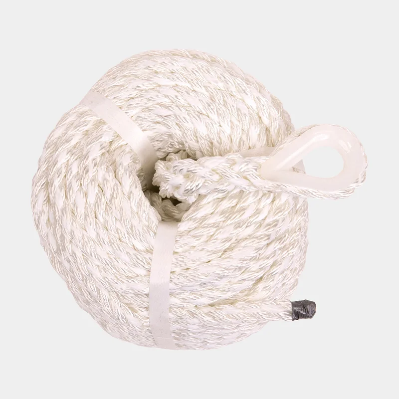 Ankerlijn met kaus PolyRopes Special Storm, 3-slagen polyester, Ø12 mm, 35 meter, wit