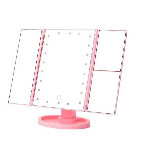 22 LED-ljus smink spegel 2/3/10x förstoring kosmetisk bärbar 3 fällbara fåfänga speglar 180 rotation touch dimmer bord speglar