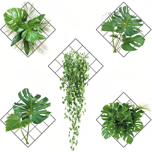 3D Wall Sticker, 2 Pieces Plant on the Wall, Green Kitchen Wall Stickers, 6 Designs Bathroom Stickers, for Living Room, Bedroom, Kitchen