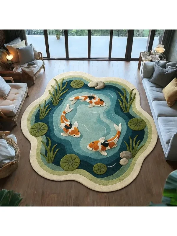 AliExpress - Koi-Fisch-Muster Schlafzimmer-Deko Runder Teppich Rutschfester Teppich für Wohnzimmer Flauschiger Weicher Lounge-Bodenteppich Dicker 