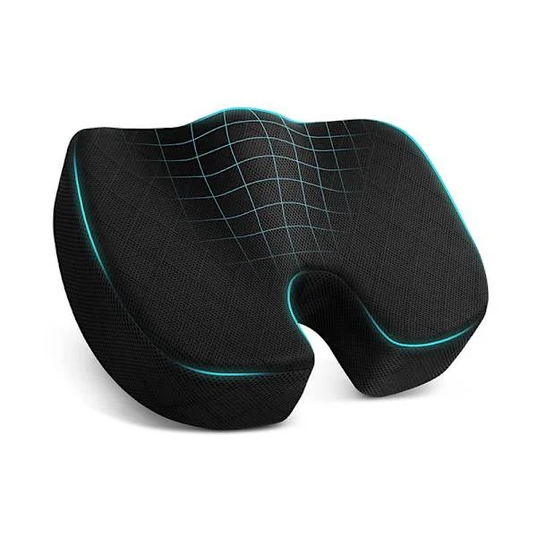 Seat Cushion - Orthopedic Memory Foam Seat Cushion - Ergonomic Mesh Seat Cushion - Suitable for Wheelchairs, Gaming Chairs and Office Chairs - Black
