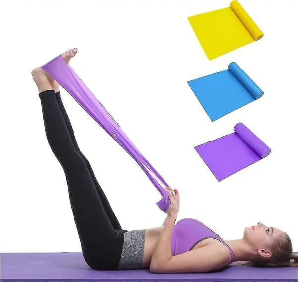 Set med 3 träningsband med 3 motståndsnivåer, träningsband för pilates
