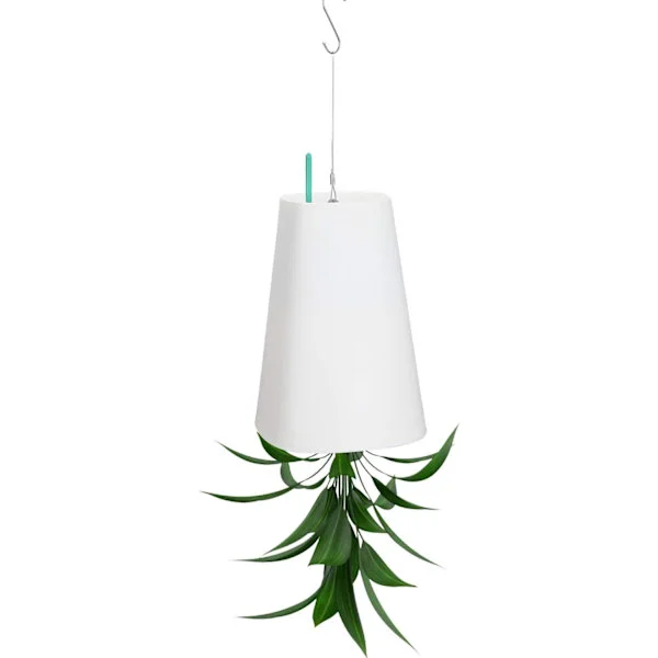 Upp och nervänt blomkruka, Sky Planter, Sky hängande vattnande blomkruka, Blomkruka med vattenförvaringsdekoration för trädgård balkong hem (vit)