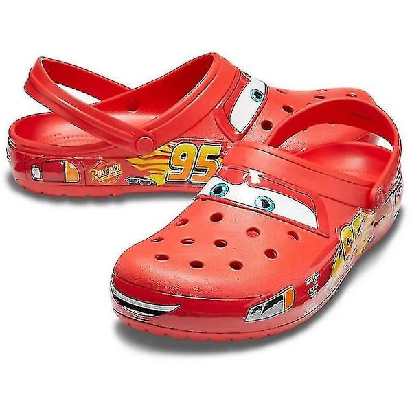 UNISEX Crocs Classic Clogs Lightning McQueen Car Slippers Slippers Compatible with New-Perfect white 36 white