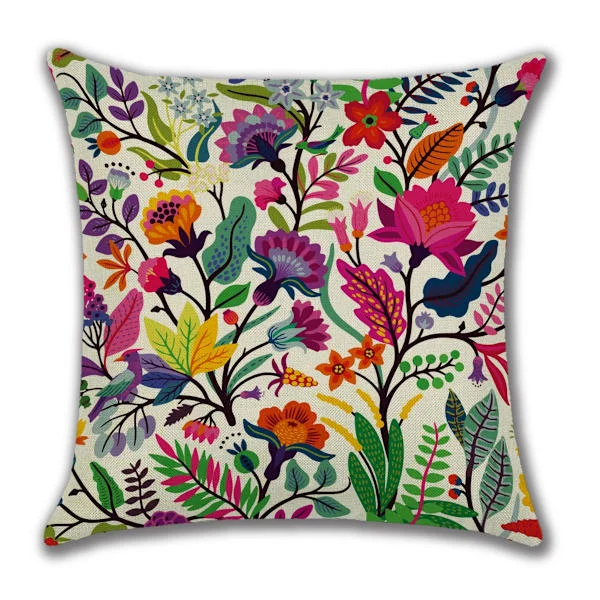 Sett med 4 blomstrete pynteputetrekk 45x45 cm sommer dekorative firkantede putetrekk sofa fargerike blomster putetrekk