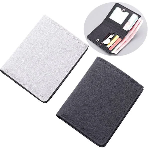 Short men's wallet coin purse wallet canvas grey