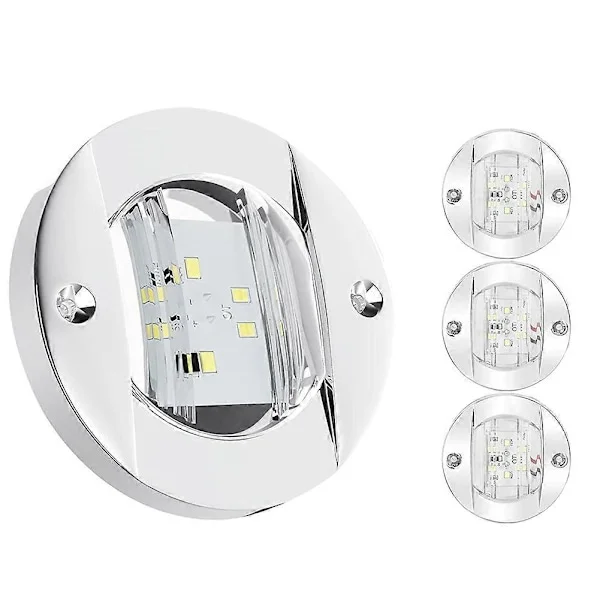 4 kpl Marine Boat -sisävalot, 12 V LED-veneen kansivalo 3'' pyöreä valkoinen 6 LED-peräpeilin ankkurivalo