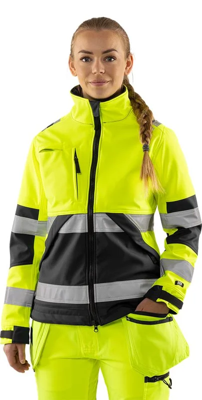 Arbetskläder Fristads Dam Varsel softshell-jacka 4183 WYH klass 2, dam, Varsel Gul/Svart