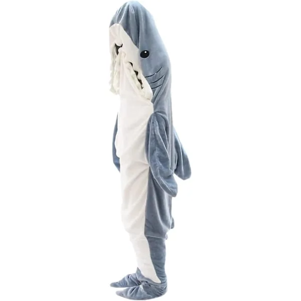 Hai-formet fleece-hettegenser Hai-fleece Supermyk og kosete flanell-hettegenser Hai-sovepose Hai Onesie-fleece Haihale Bærbar fleecepledd Sha