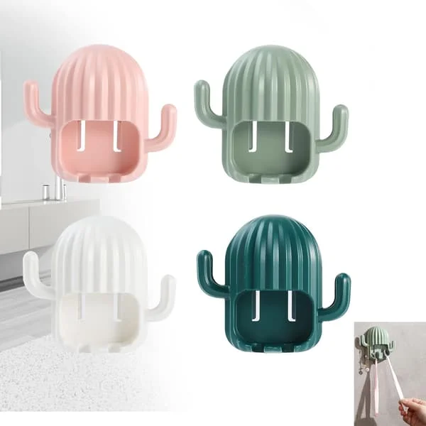 Toothbrush Holder, Wall Mounted Toothbrush Holder, 4 Pcs Reusable Multifunctional Waterproof Toothbrush Holder Cute Self-Adhesive