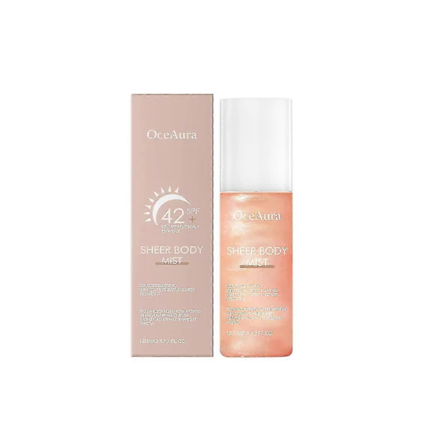 Gjennomsiktig kroppståke SPF42 solkrem spray tilsatt glitrende kroppsolje bredspektret