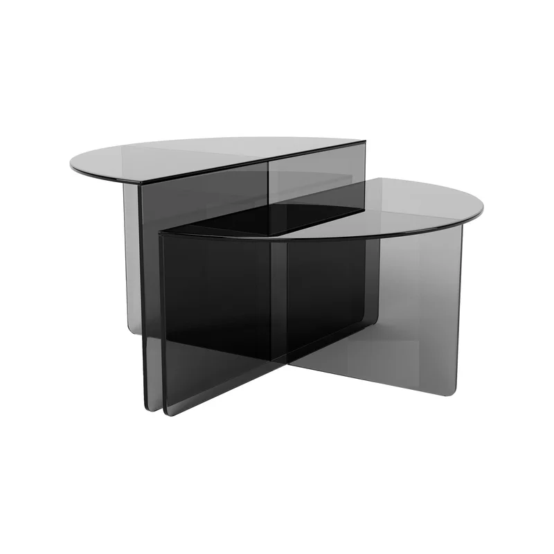 Vetri Couchtisch, Glas | Ø80cm, moderner runder Wohnzimmertisch aus klarem gehärtetem Sicherheitsglas, minimalistisches Design, Höhe 43/35cm