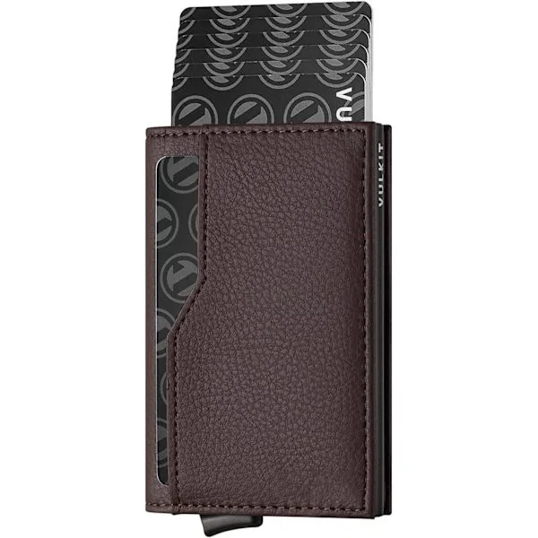 Credit Card Holder with Double ID Window Leather Passport Wallet RFID Blocking Automatic Pop Up Card Wallet for Cards & Bills