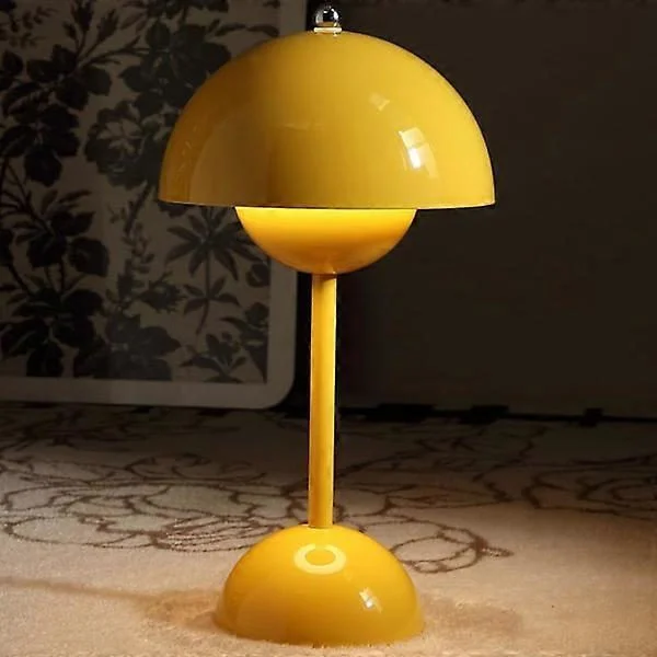 Sladdlös bordslampa i blomkruka, 1800 mAh batteridriven bordslampa, bärbar bordslampa för uteplats, liten uppladdningsbar lampa (gul)